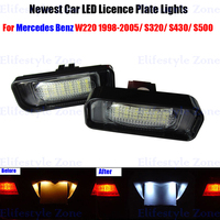 2 x LED Number License Plate Lamps OBC Error Free 18 LED For Mercedes Benz W220 S Class 1998-2005