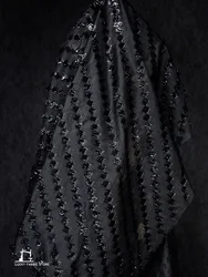 Micro transparent square tassel bright black handmade DIY cut jacquard cloth dress jacket fashion creative designer fabric