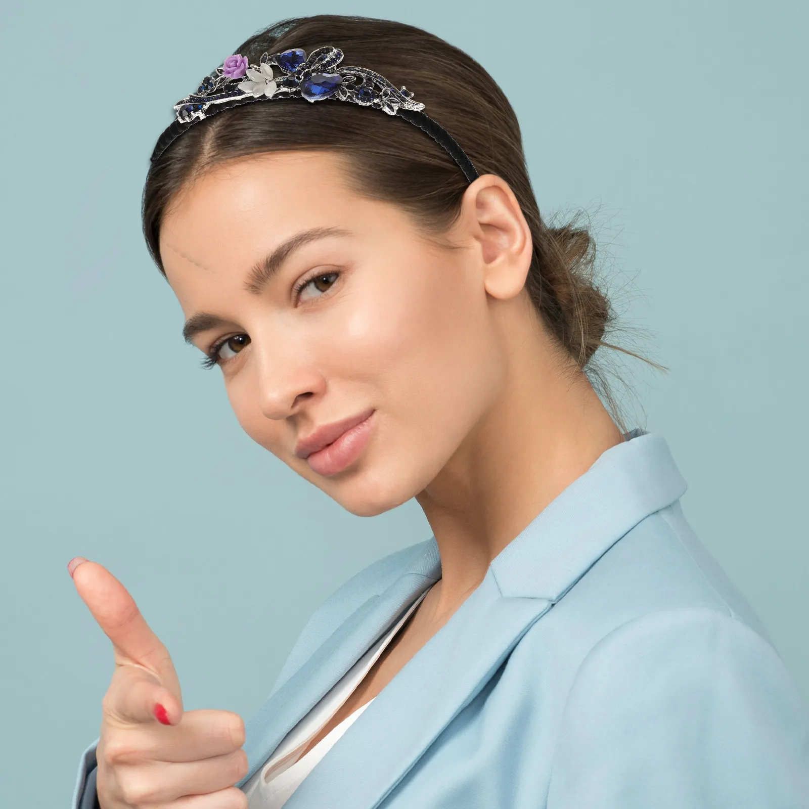 Flower Rhinestone Headband for Women – Elegant Metal Hair Accessory, Perfect Gift for Mom, Friends & Colleagues