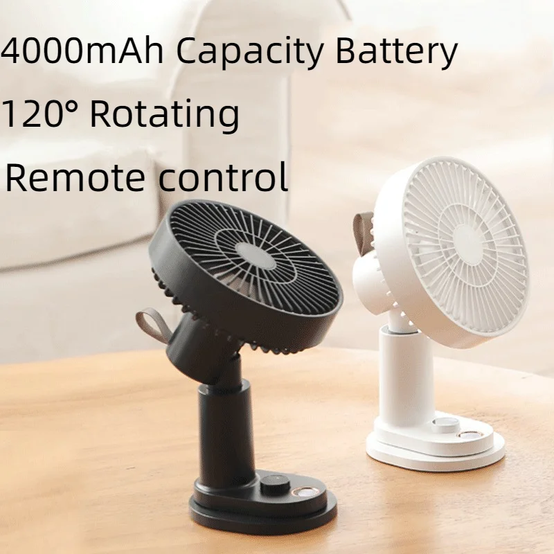 USB Rechargeable Portable Desk Fan Folding Cooling Fan Outdoor Camping Mini Floor Fan 4000mAh Home Office Silent Fan with Clip