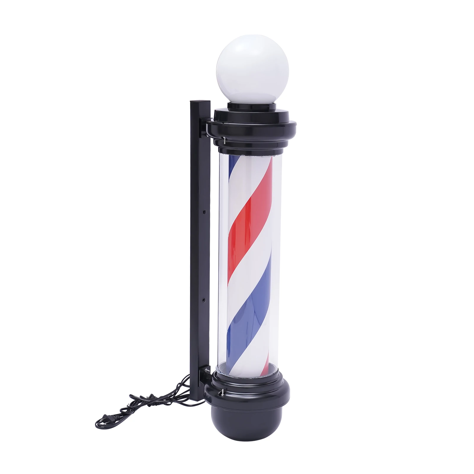 Luz LED giratoria para poste de barbero, iluminación nocturna de peluquería para interior y exterior, 28in/32in