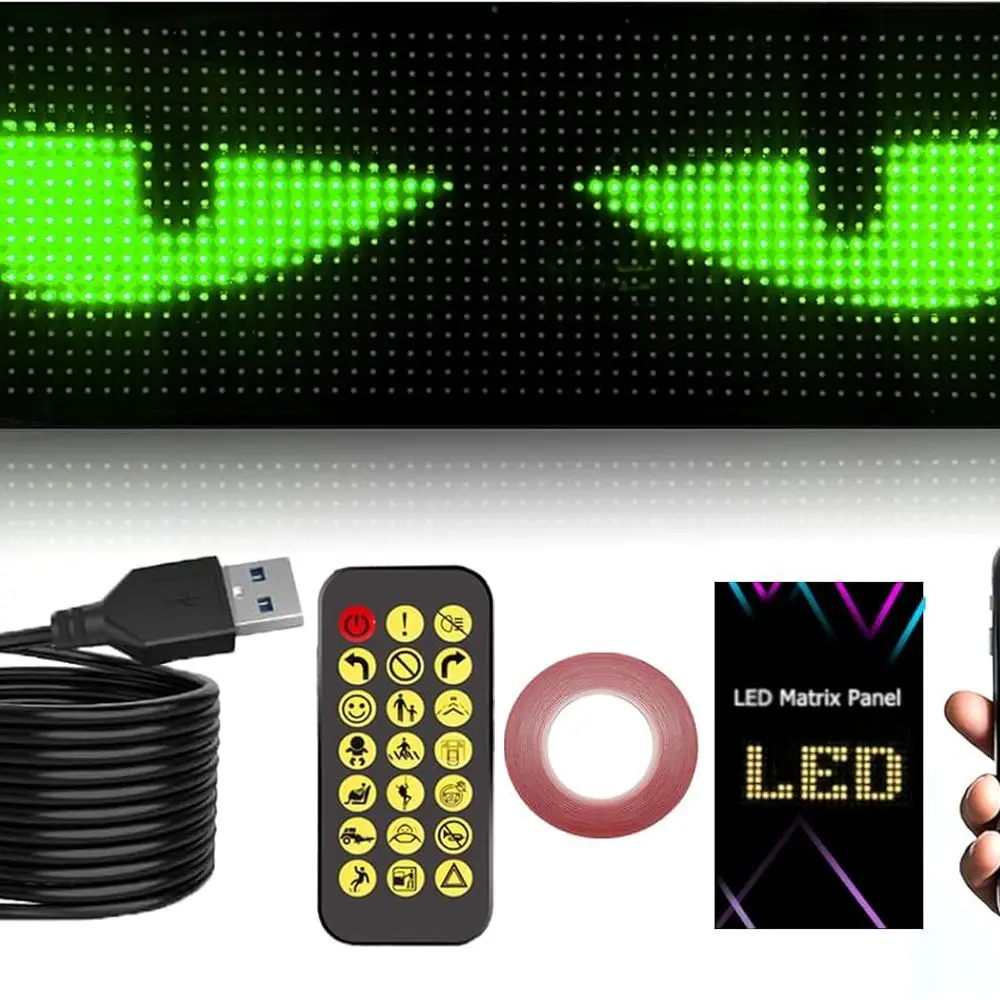 

Flexible 4x13.7 LED Car Sign - Programmable Scrolling Display for Vehicle Windshield