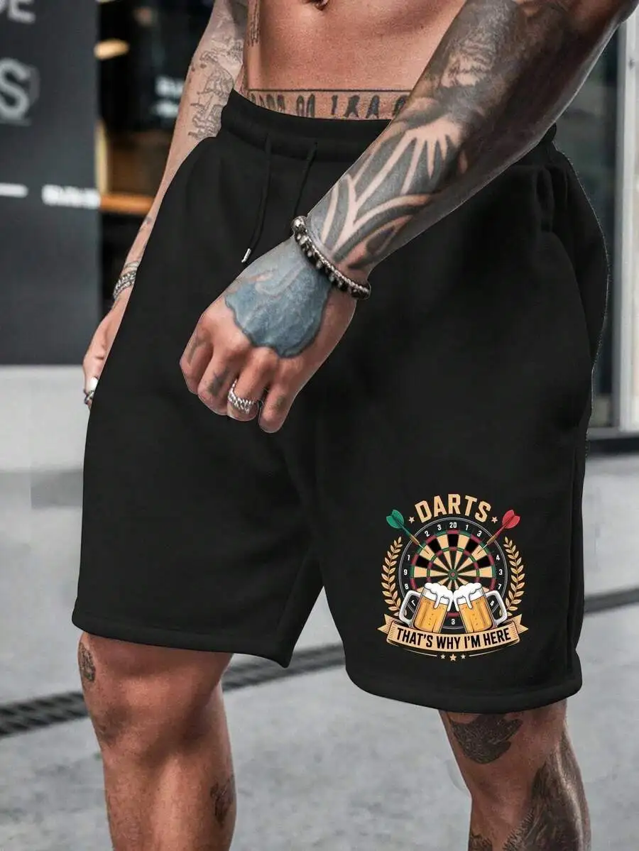 

Mens Darts Graphic Athletic Shorts - Breathable Gym Workout Basketball Shorts With Pockets