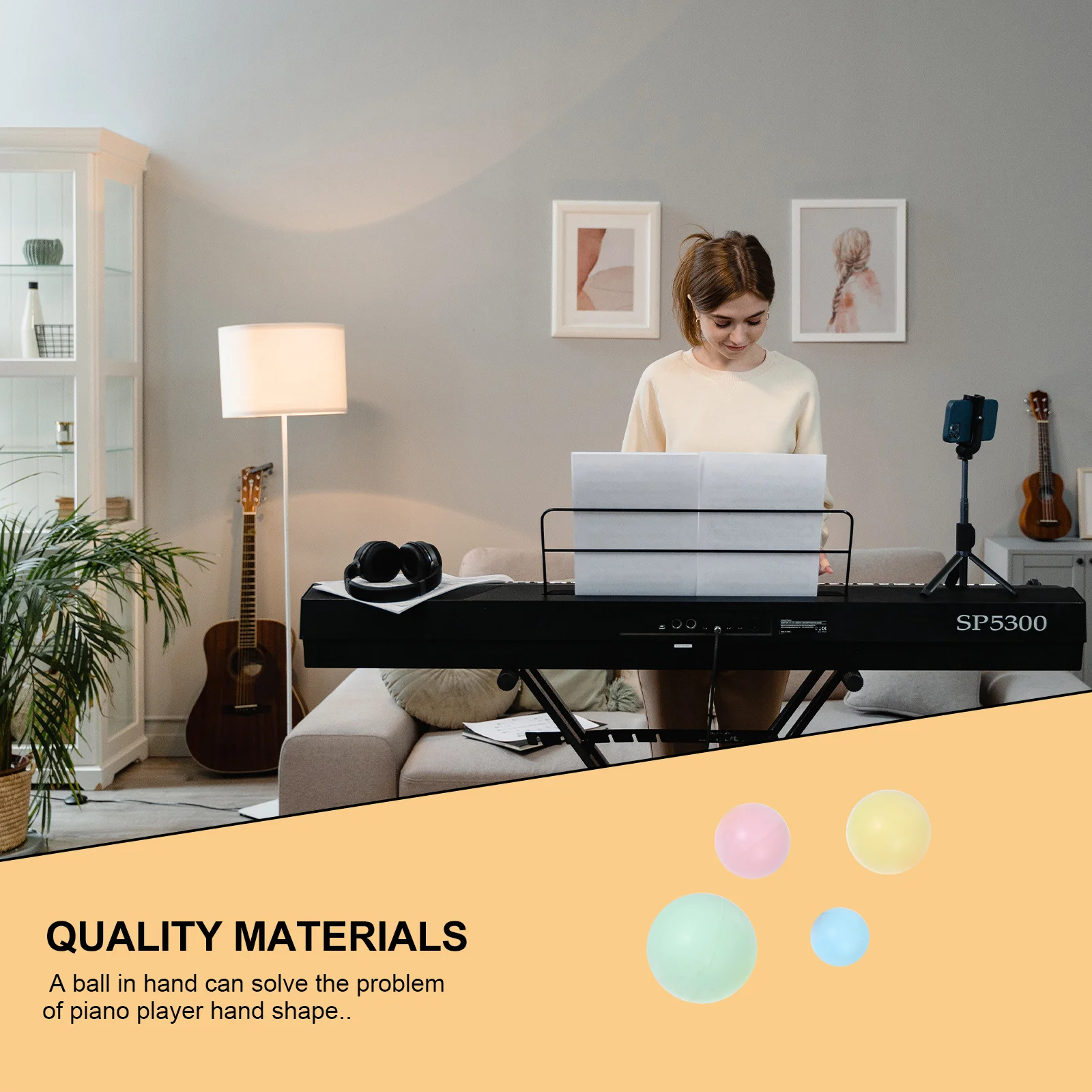 

4Pcs Musical Instrument Supplies Sponge Piano Trainer Balls for Correct Piano Gestures Assorted Color Stress Ball