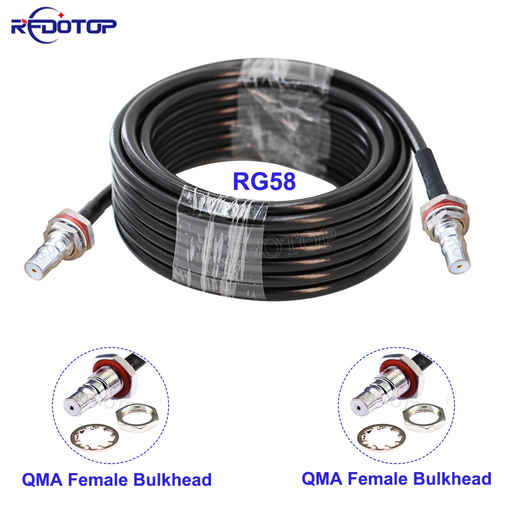 

1Pcs RG-58 QMA Male/QMA Female to QMA Female Bulkhead Connector 50 Ohm Low Loss RG58 Cable RF Coaxial Pigtail Jumper 15cm-30m