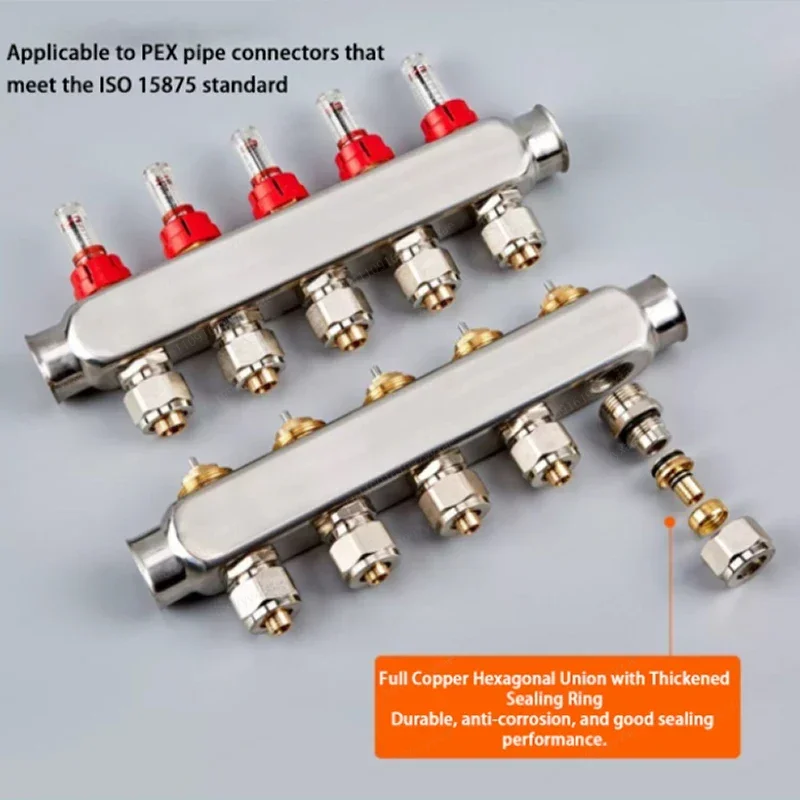 Floor Heating Diversity Collector with Flowmeter Set Home Intelligent Constant Temperature All Copper Geothermal Large Flow