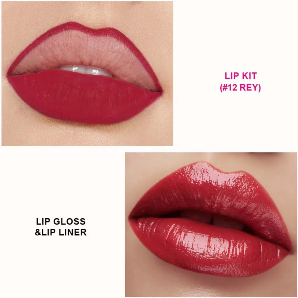 Brillo de labios con logotipo personalizado, resistente al agua, delineador de labios de larga duración, juego de brillo de labios desnudo, Kit de tinte de contorno de labios de maquillaje al por mayor