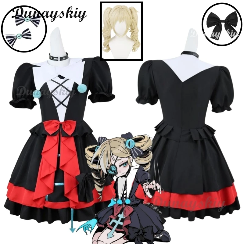 Stella-Juego de Cosplay Eggy Party Mute Girl, disfraz de Halloween, peluca, Escape From Fright Night, payaso, fiesta de Halloween personalizada