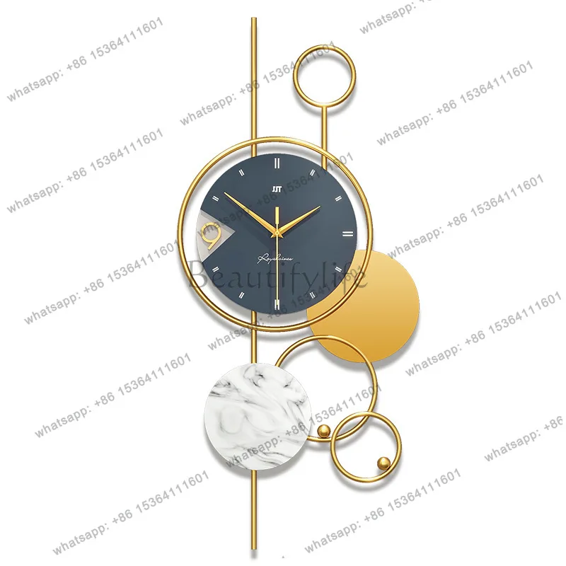 Luxury No Drill Adhesive Wall Clock Silent Quartz Modern Minimalist for Living Room Kitchen Home Decor Easy Installation