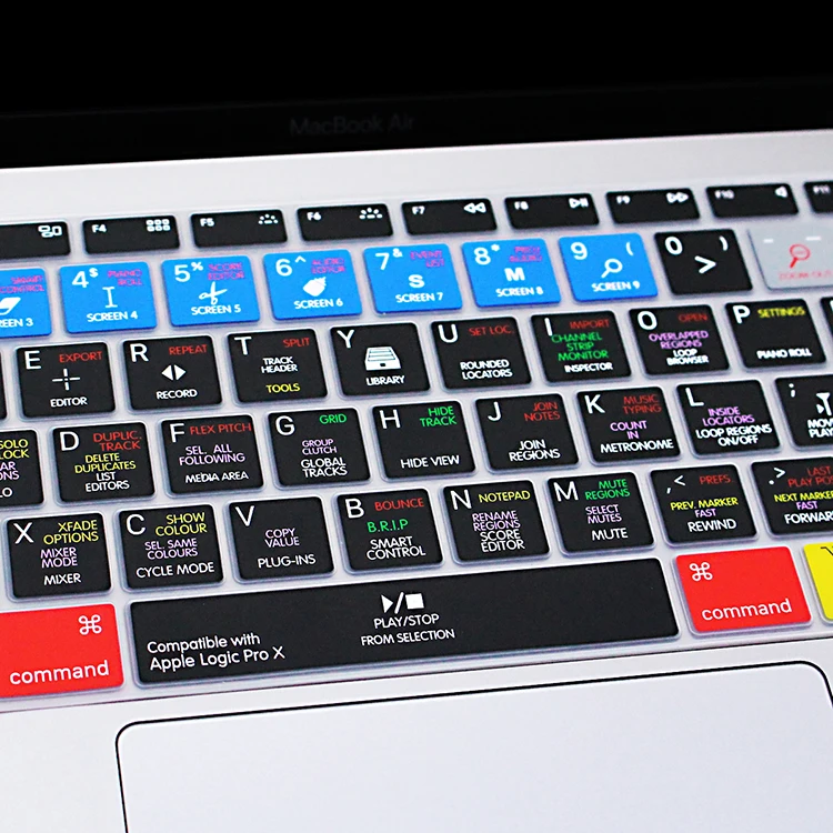 Logic Pro X Shortcuts Silicone Keyboard Cover Skin for MacBook Newest Air 13\