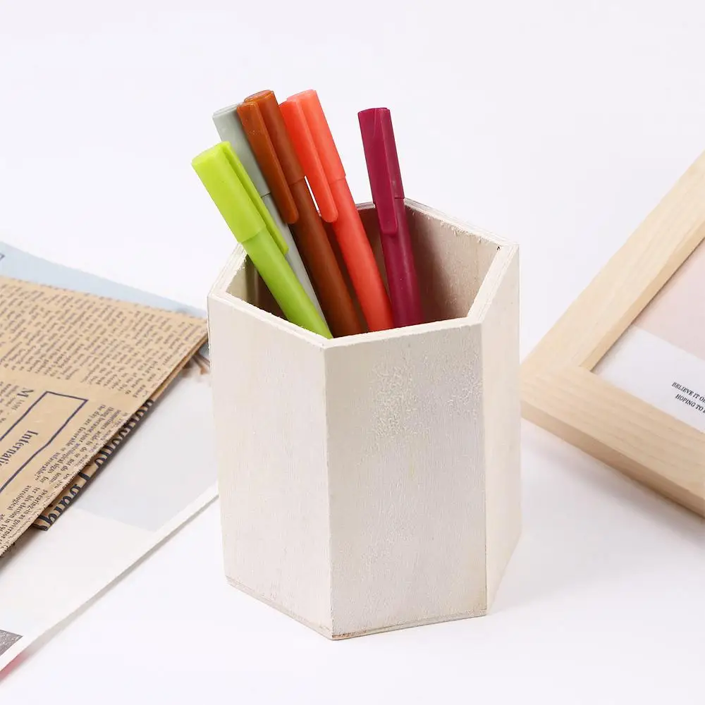 Fashion Simplicity Pencil Container Office Office Organizer Stationery Storage Box Pencil Holders Wooden Pen Holder