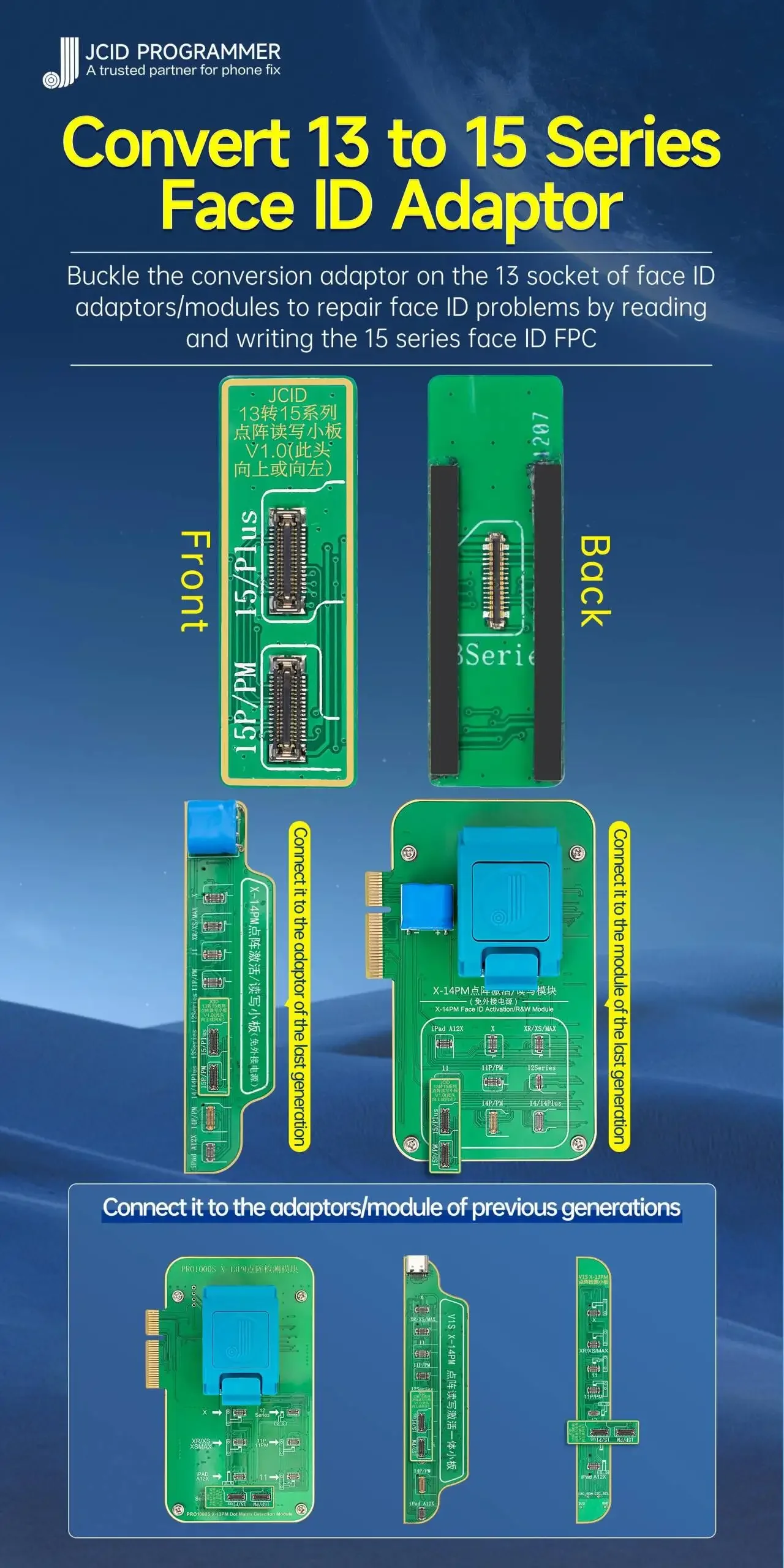 JCID V1SE WIFI プログラマオリジナルバッテリーフェイス ID 画面