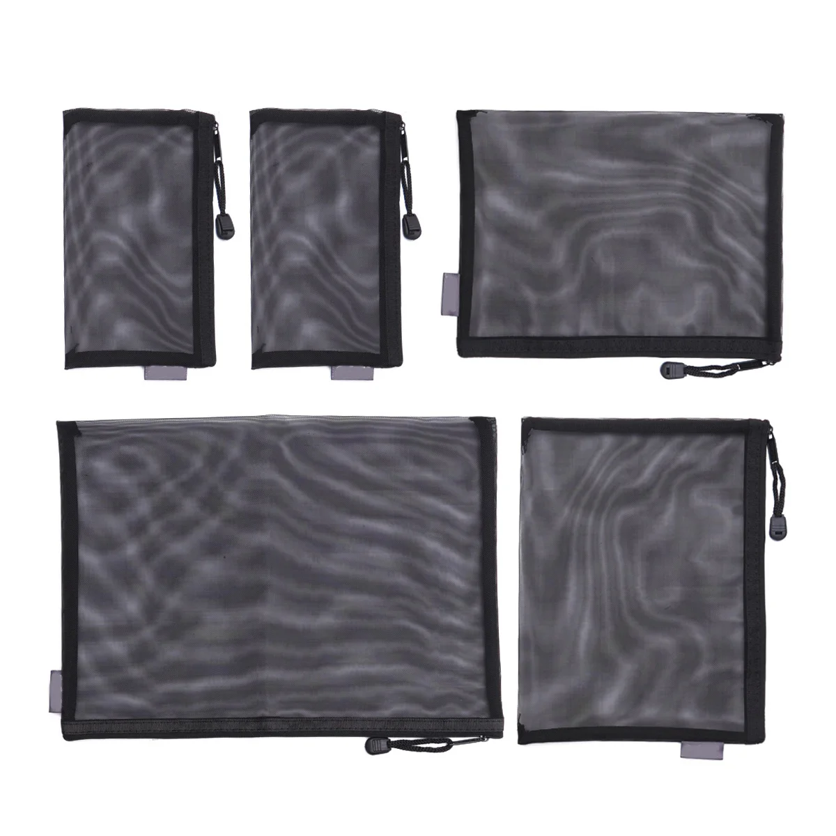 Borsa per documenti da 5 pezzi Custodia per cancelleria portatile con cerniera in rete trasparente nera per organizer per documenti scolastici per ufficio