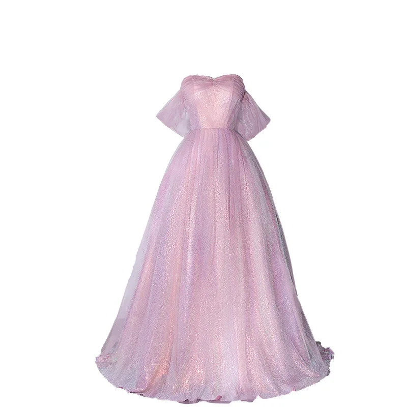 Sereia senhora rosa roxo longo emagrecimento fio colorido 2025 novo elegante anfitrião solo exame de arte vocal desempenho vestido cinta