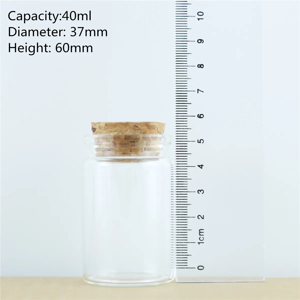 Wholesale 12/24 Pcs/lot 25*37*60mm 40ml Little Glass Jar Glass Bottle for Spice Corks spicy Containers tiny jars Vials