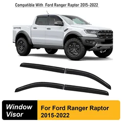 Matte Black Wind Deflector Window Visor Weathershield For Ford Ranger Raptor 2015-2022 Double Cabin Car Sun Rain Guard Trim