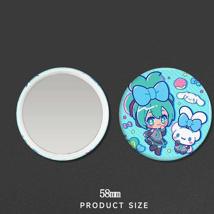 new Kawaii Badge Mirror Woman Pin Mirror Hatsunes Mikued Female Fashion Brooch DIY Itabag Clothes Round Badge Merchandise Gift