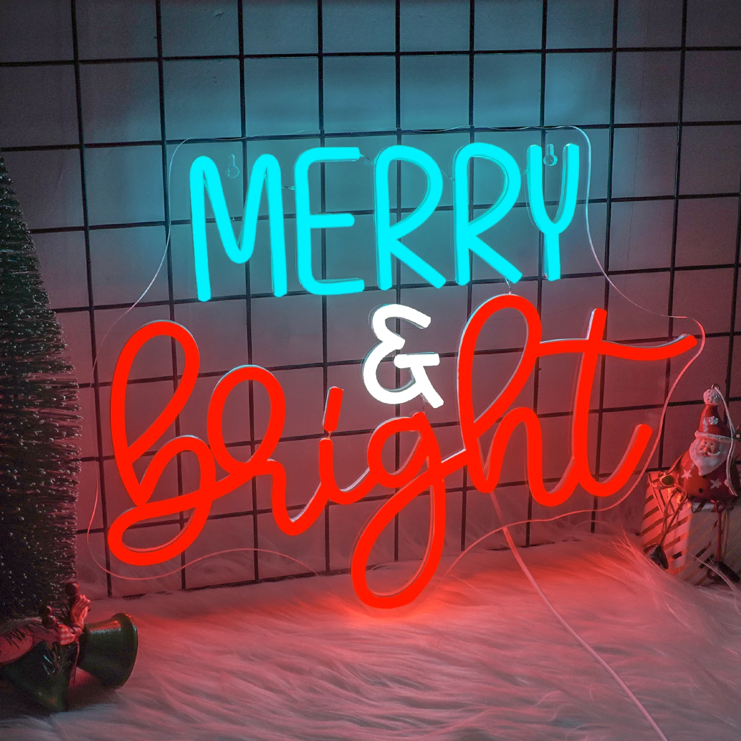 Merry Bright Neon Sign Led Lights Letter Christmas Wall Decor For Room Decoration Bedroom Bar Party Shop Dimmable Xmas Lamp USB