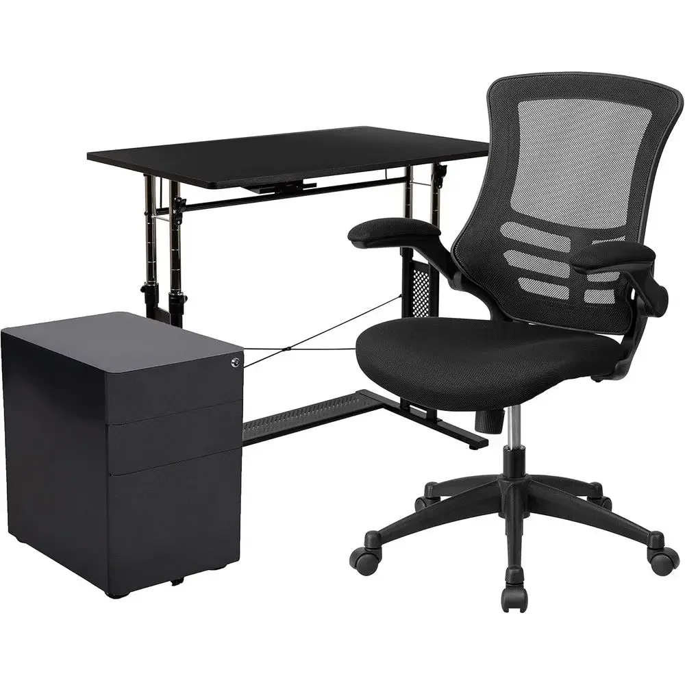 

Special OfferEMMA + OLIVER Work Rom Home Kit-Adjustable Desk, Ergonomic Mesh Oice Chair, Iling Cabinet