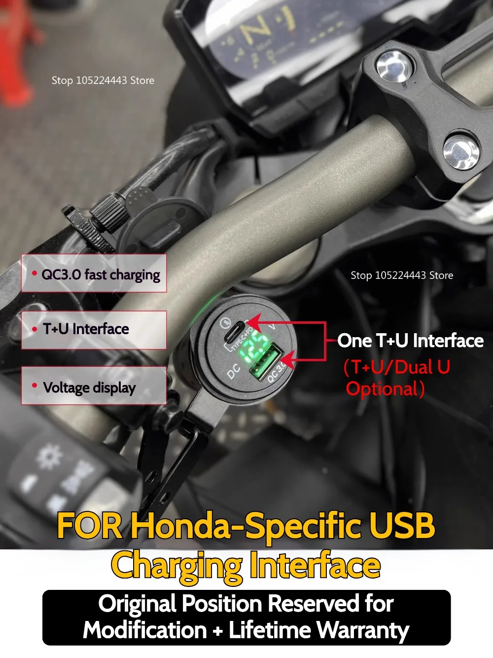 لهوندا CB650R USB شحن سريع شحن الجهد عرض-المركبة الأصلية تعديل غير المدمرة-الكمبيوتر/مادة الألومنيوم #2