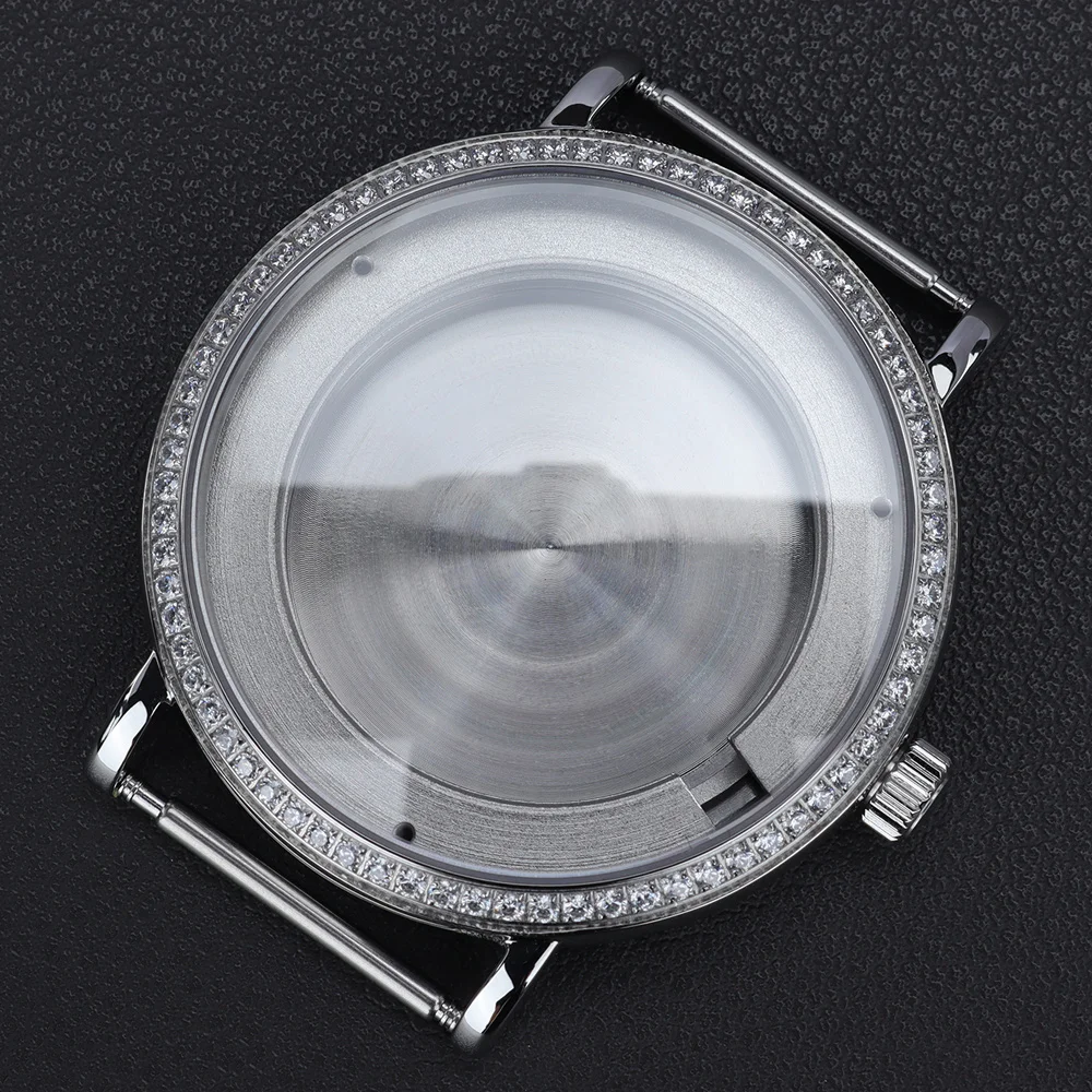

9015 Case 40mm for Men Stainless Steel Watch Case Accessories Domed Sapphire Glas Fit Miyota 9015 Mechanical Movement Ultra Thin