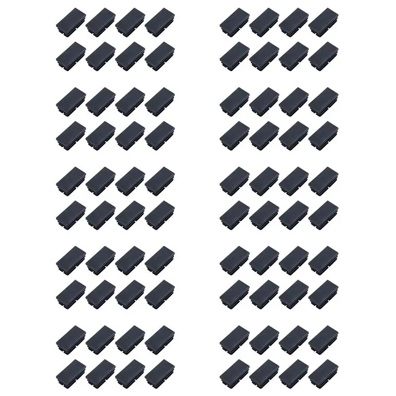 M12K-80 Pcs Black Plastic Rectangular Blanking End Caps Inserts 20Mm X 40Mm