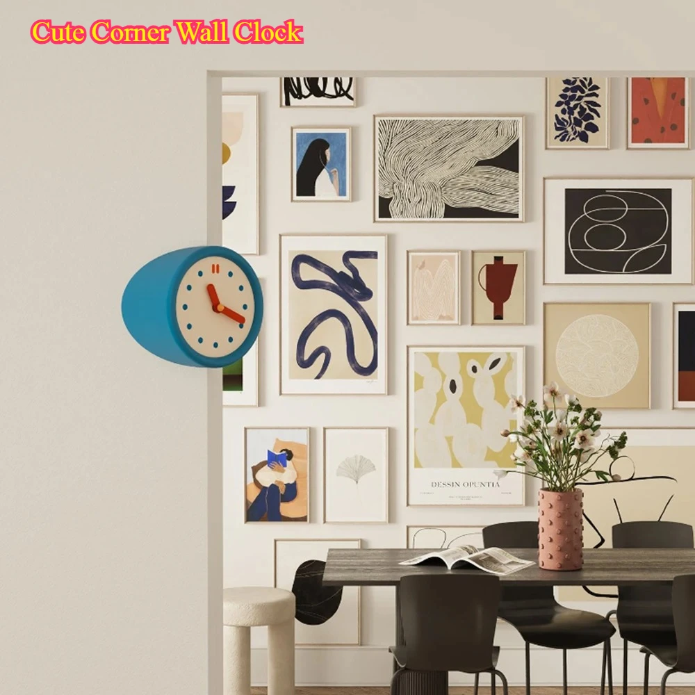 

Cute Corner Wall Clock - Retro Concave Resin Design for Home Decoration, Unique Hanging & Table Gift