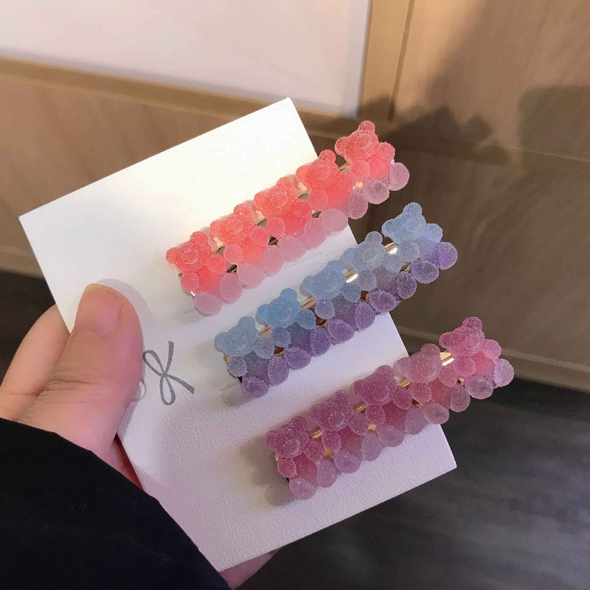 Marshmallow Gradient Bear copricapo nuovo cartone animato ragazza carina Clip laterale frangia dolce forcina accessori per capelli donna