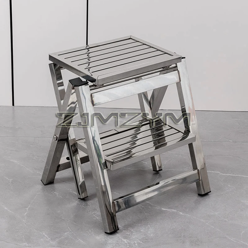 Stainless Steel Ladder Stool Folding Telescopic Thickened Step Ladder Indoor Multi-functional Portable 2-3 Step Ladder Bench