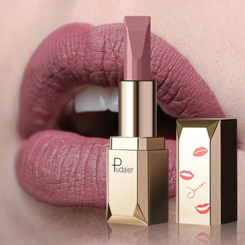 Matte Lipstick Waterproof Lip Makeup for Women 26 Colors Long Lasting Moisturizer Lip Tint Velvet Nude Matte Lipstick Batom