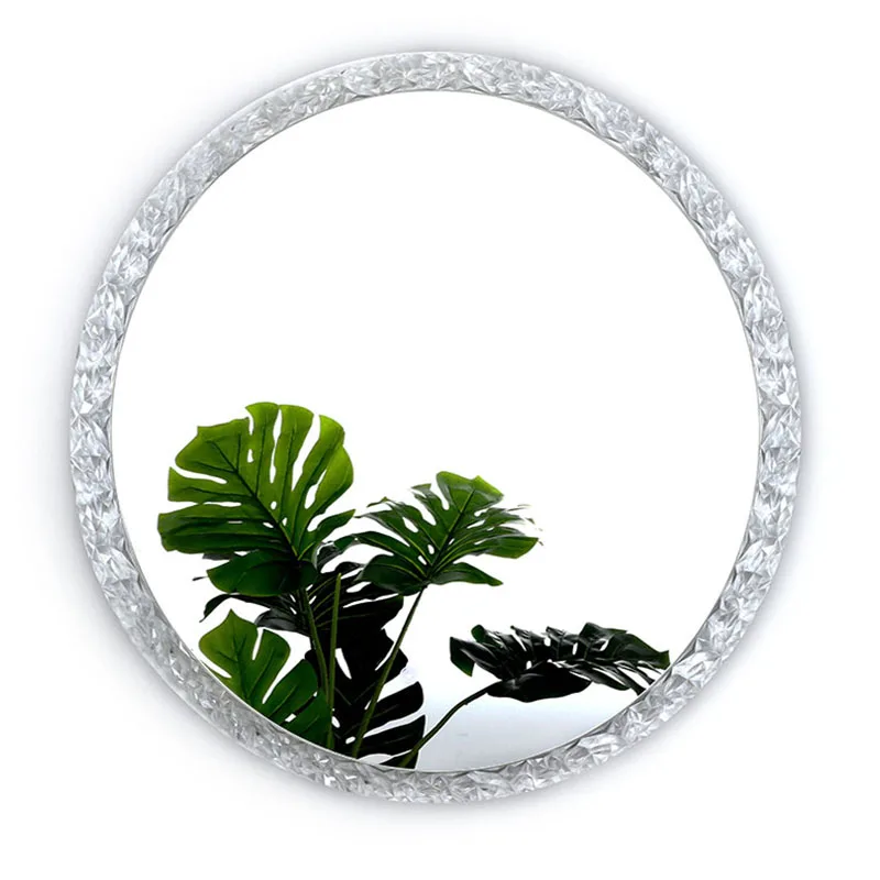 Round Smart Bathroom Mirror Touch Screen Wall Mount Irregular Diamond Crystal Led Make up Mirror