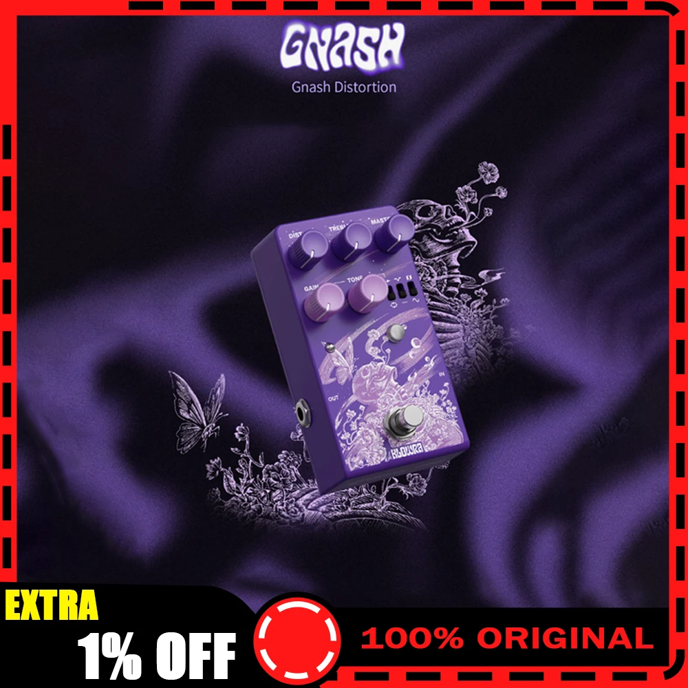 KLOWRA Guitar Effect Pedal, Distortion/Octave/Delay Multi Effects Pedal for Electric Guitar & Bass, Analog Stereo Single Pedal
