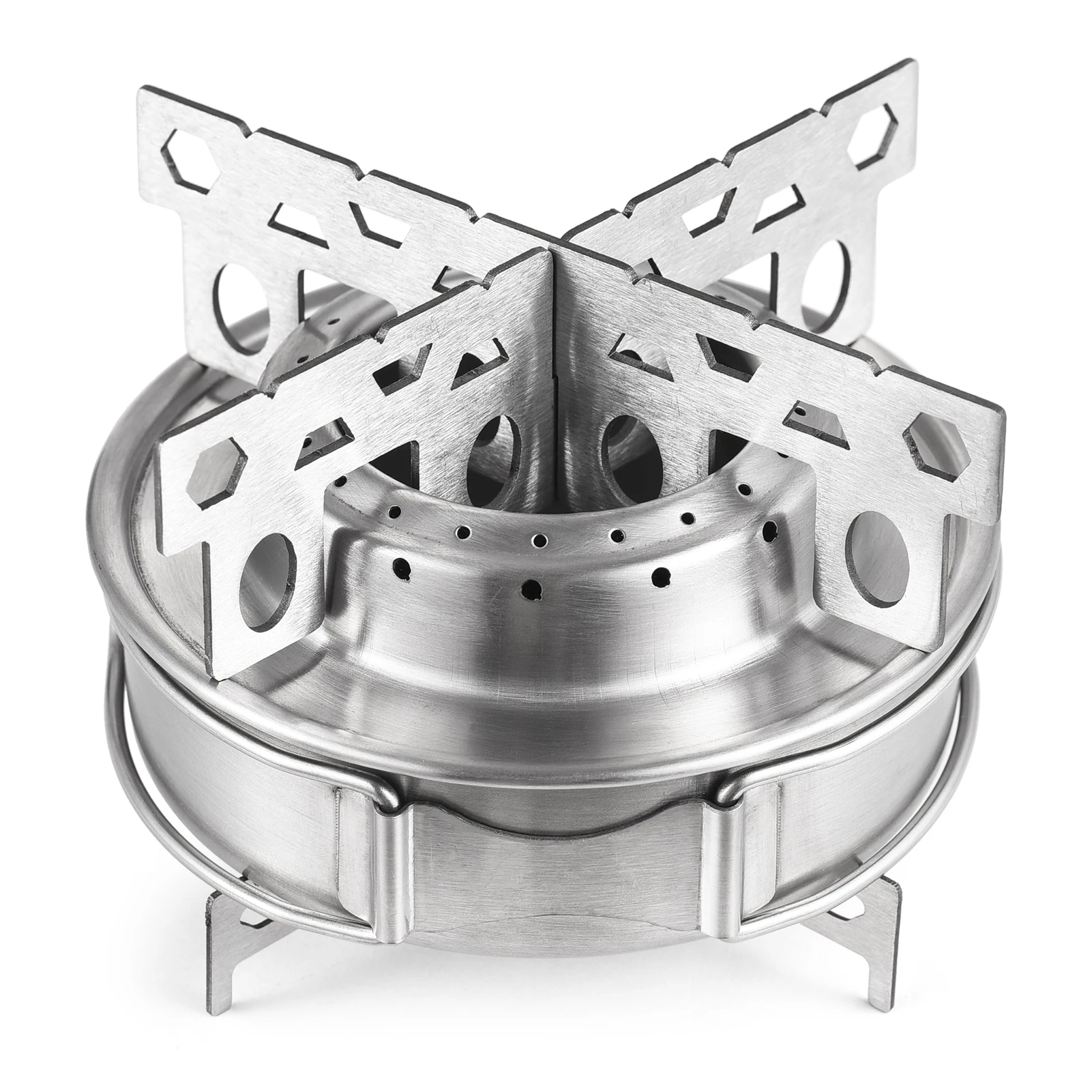 Tomshoo Portable Outdoor Stainless Steel Alcohol Stove with Foldable Handles for Camping Hiking Backpacking Picnic Survival