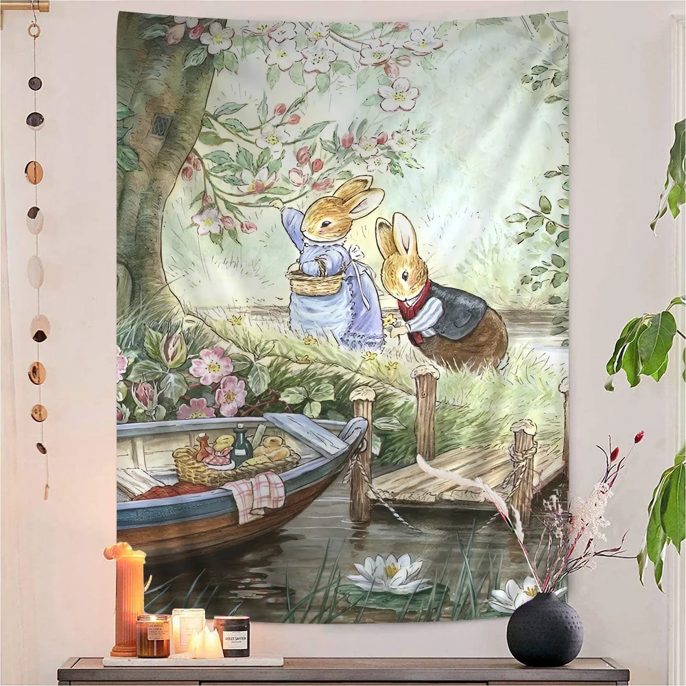 Beatrix Potter Character Illustration Cartoon Tapestry Wall Hanging Decoration Household Home Decor