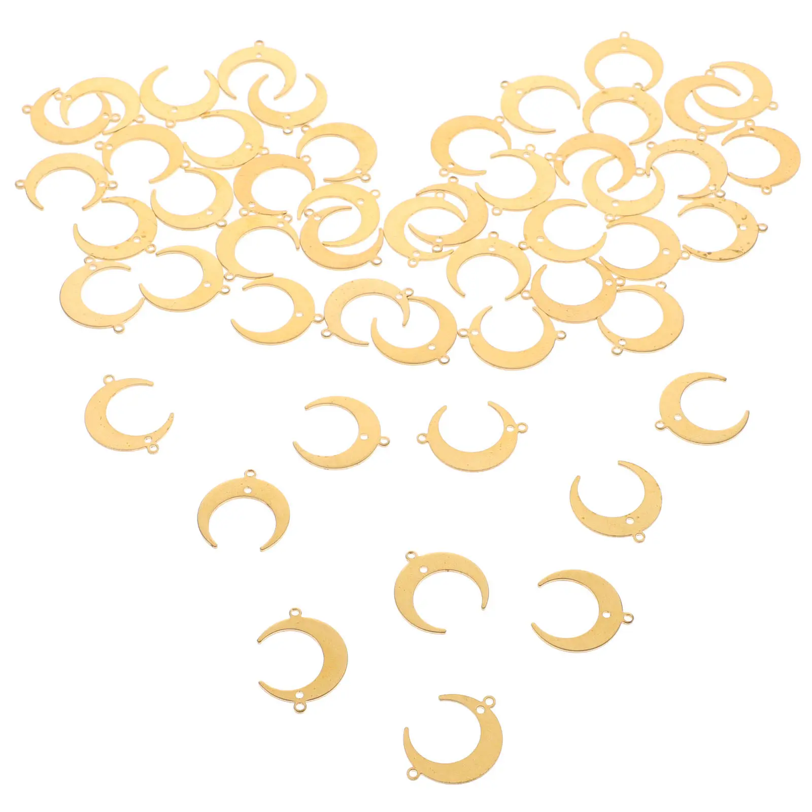 

50Pcs Moon Shape Pendant Connector Alloy Moon Hanging Charm DIY Jewelry Making Material Necklace Bracelet Earring Accessories