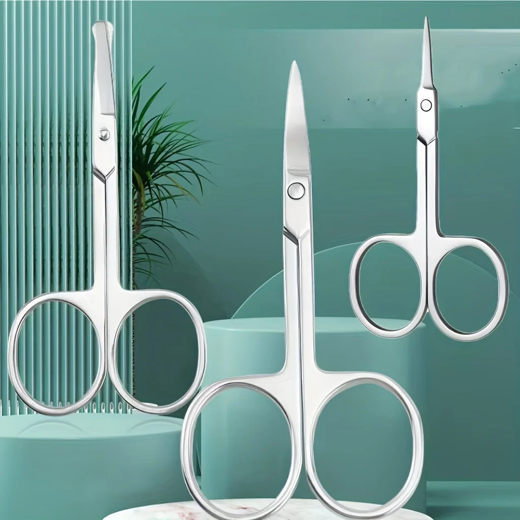 

Stainless Steel Curved & Rounded Blunt Tip Small Scissors for Eyebrows, Eyelashes, Beard Trimming, Moustache, Nose & F