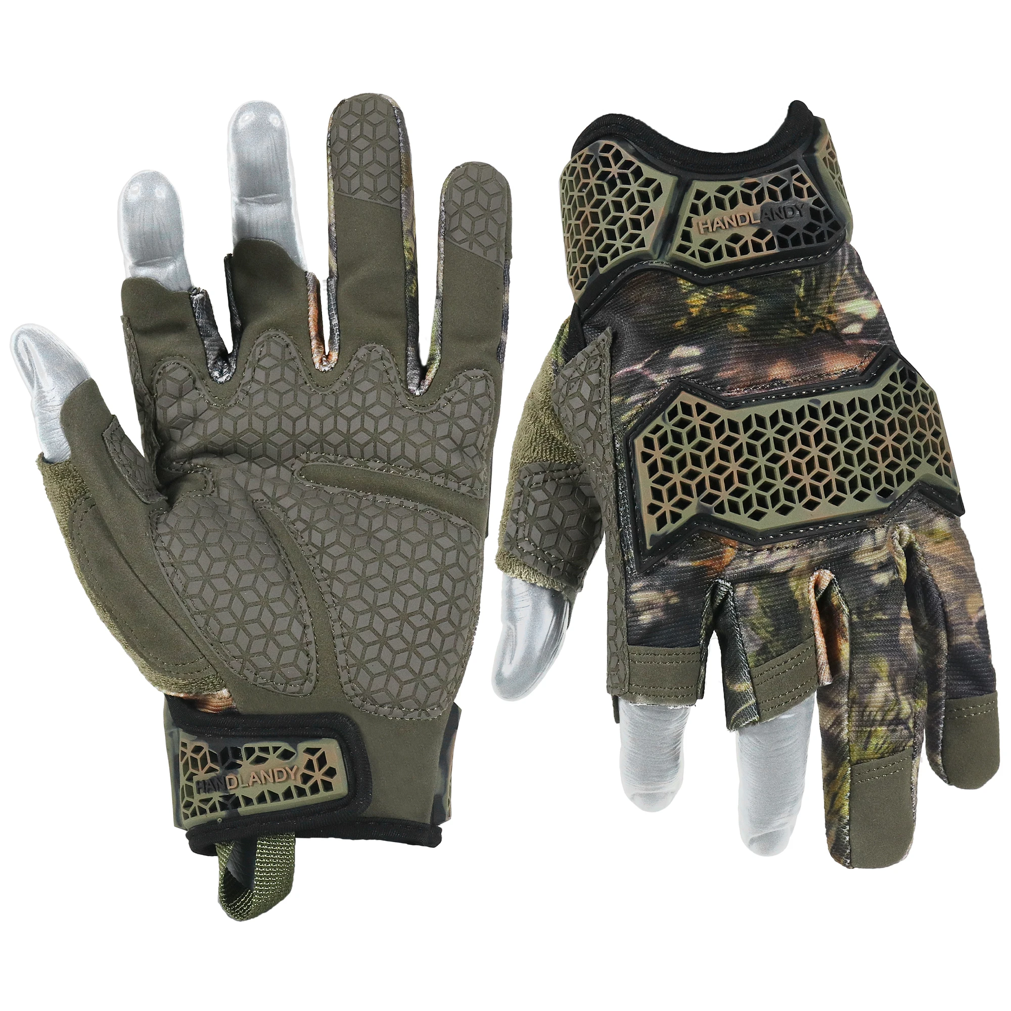 

Three Half Fingers Camo Hunting Hiking Touch Screen Cycling Motorcycle Shooting Tactical Gloves Tpr Impact Protective Glove