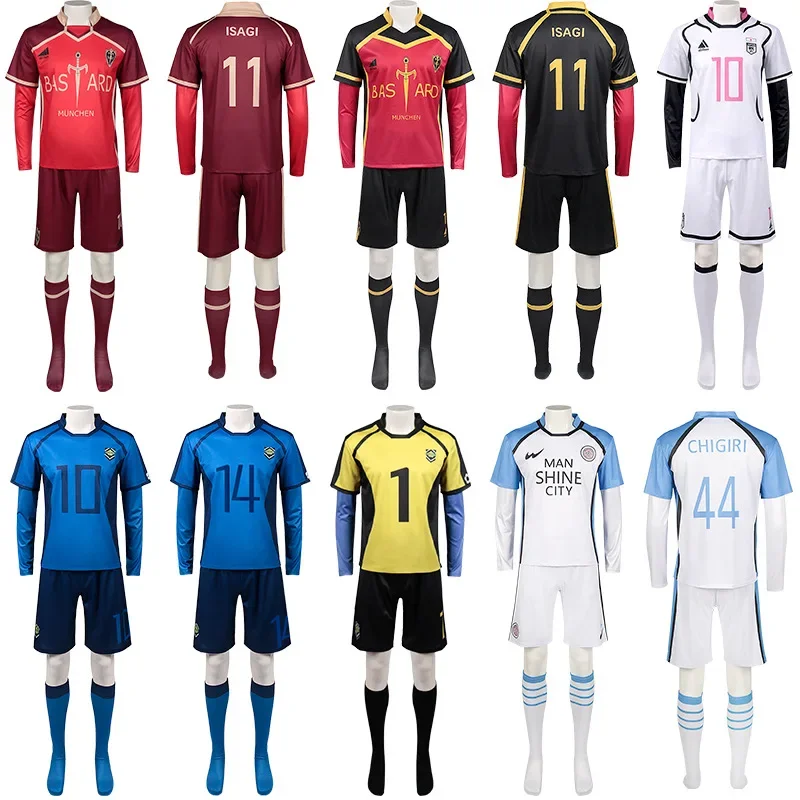 Anime Blue Lock Men's Jersey Shirt Shorts Socks Bachira Chigiri Bastard Munchen Kaiser Cosplay Costume Football Training Uniform