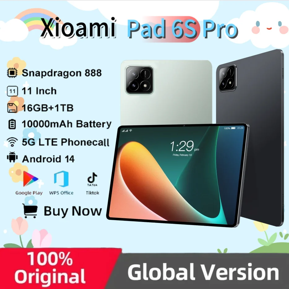 Limited Edition Pad 6S Pro XioaMi Tablet 22GB RAM 2TB ROM Android14 Snapdragon8gen2 Bluetooth 5.0 5G Gaming Swift Agile Notebook