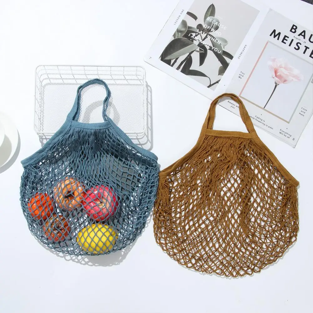 Reusable Cotton Mesh Bag Shopping String Fishnet Net Turtle Bags Storage Handbag Tote Woven Net Tote Environmental Protection