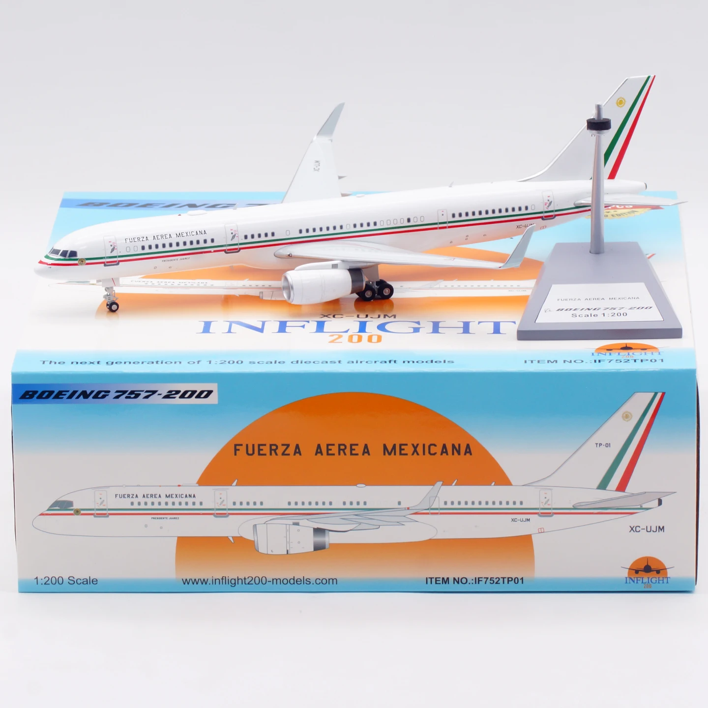 IF752TP01 Alloy Collectible Plane Gift INFLIGHT 1:200 Mexico Air Force Boeing B757-200 TP-01 Diecast Aircraft Jet Model XC-UJM