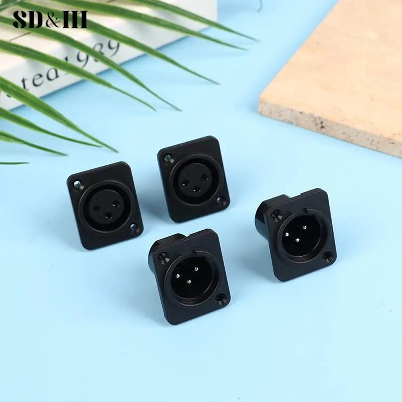 Conector de enchufe de micrófono de Audio, Panel macho y hembra XLR de 3 pines, pata recta, asiento de Karon de plástico, 1 unidad