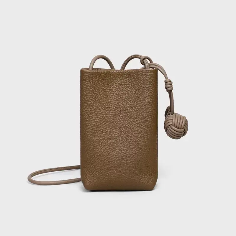 Simple soft leather bag women's bag high value simple messenger bag work commuter mobile phone bag image 4