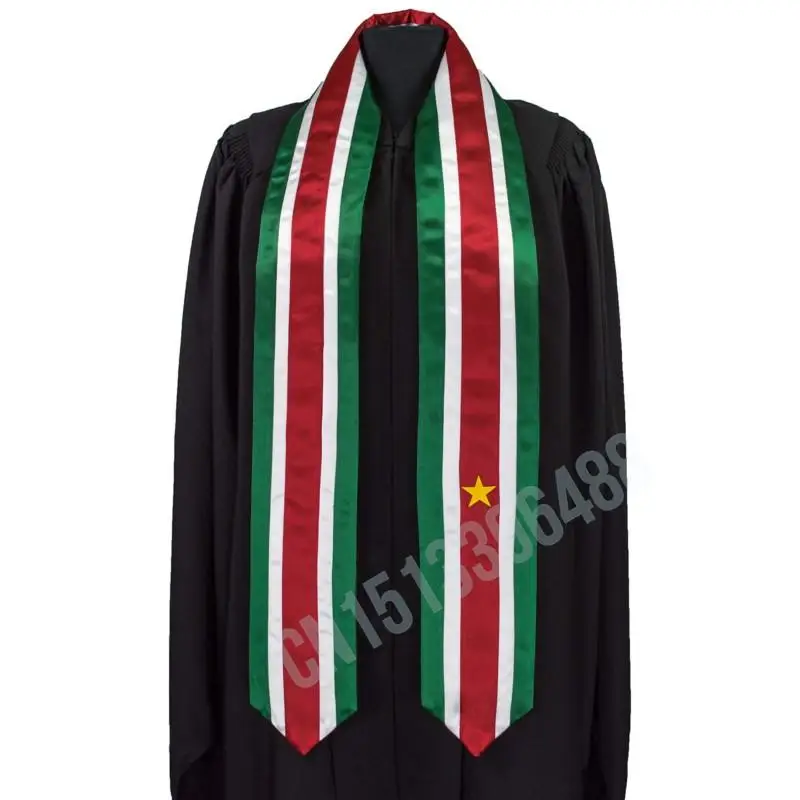 Suriname Flag Scarf Top Print Graduation Sash Stole International Study Abroad Adult Unisex Party Accessory