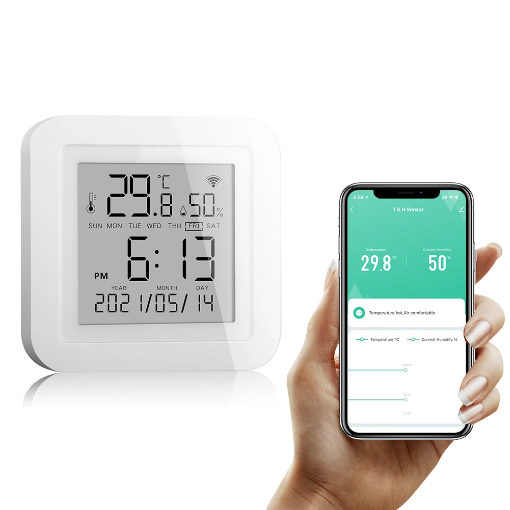 1 Juego de termómetro WiFi con Cable USB para Tuya, termómetro inteligente WiFi, higrómetro, Sensor de temperatura Digital para interiores