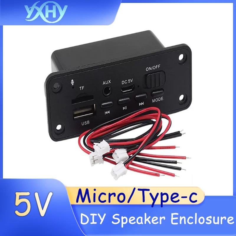 1pcs MP3 audio power amplifier decoding board with Bluetooth 5.0 lossless USB flash drive TF card AUX player DIY audio box 5V