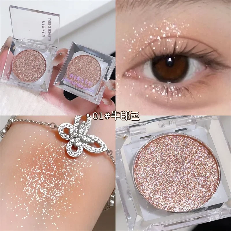 New Monochrome White Shiny Highlighter Palette Gorgeous Glitter Eyeshadow Long Lasting Pearlescent Shimmer Brighten Bronzers