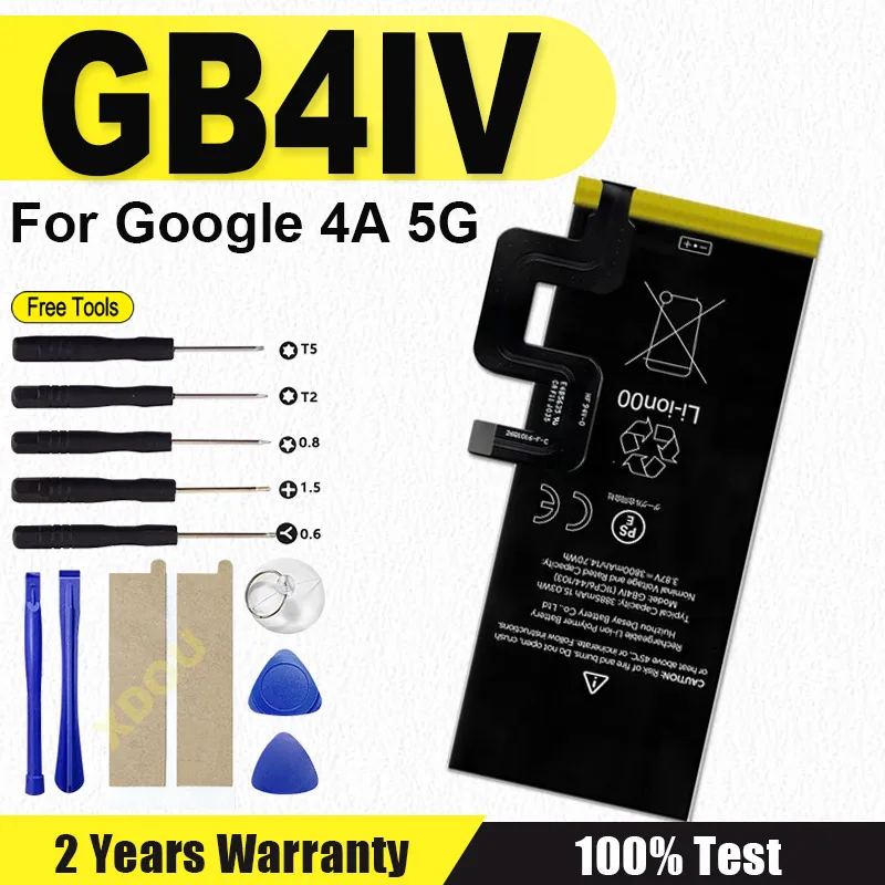 New GB4IV 3800mAh Replacement Battery For Google 4A 5G American Version Smart Phone Batteries + Free Tools