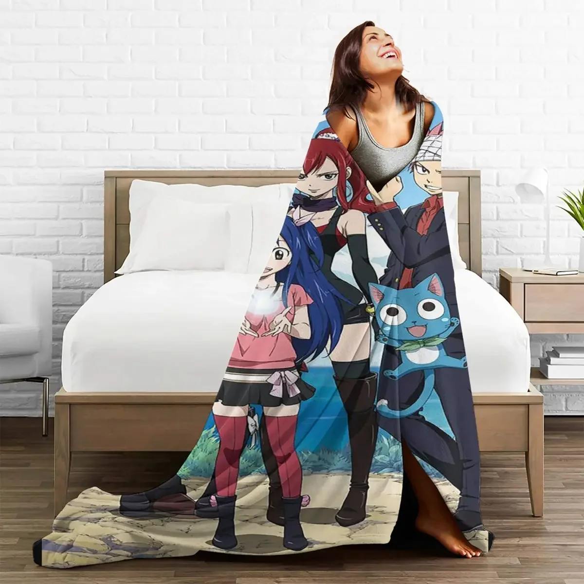 

Fairy Tail Anime Baby Blankets Velvet All Season Fashion Plaid Cartoon Kid/Adult Throw Lightweight for Home Office Rug Piece