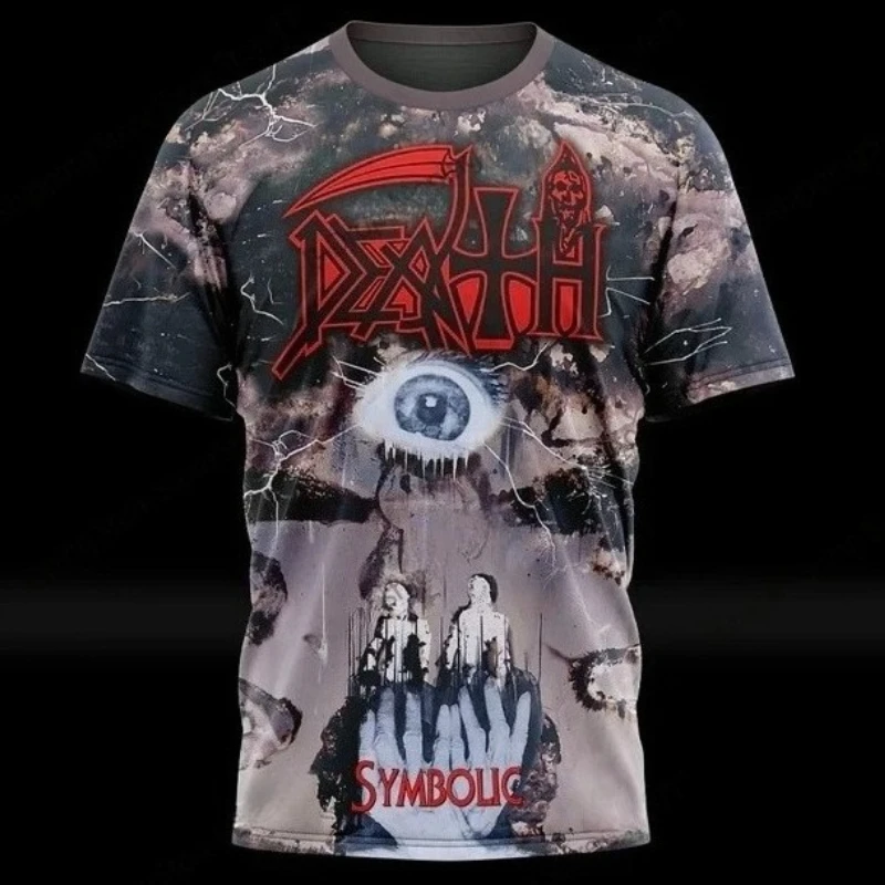 Heavy metal rock band death 3D printed T-shirt men's and women's fashion street American retro hip-hop short sleeved top